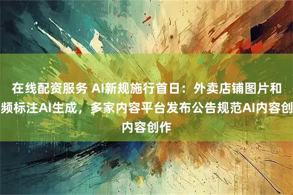 在线配资服务 AI新规施行首日：外卖店铺图片和视频标注AI生成，多家内容平台发布公告规范AI内容创作