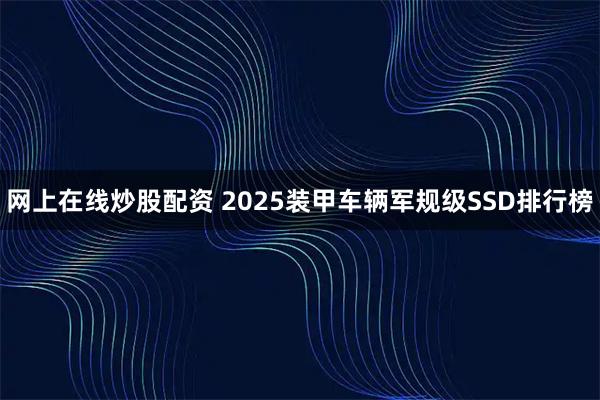 网上在线炒股配资 2025装甲车辆军规级SSD排行榜