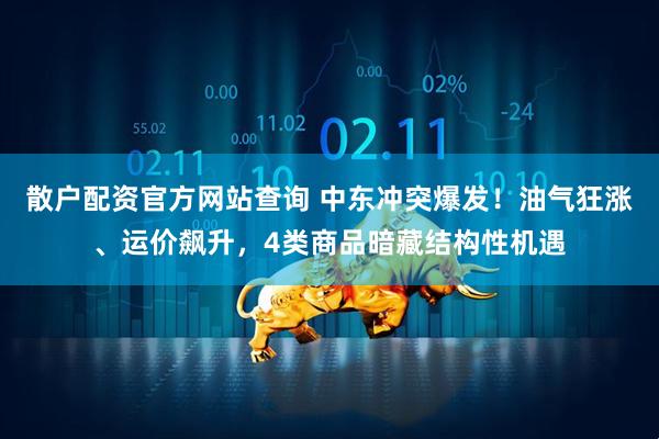 散户配资官方网站查询 中东冲突爆发！油气狂涨、运价飙升，4类商品暗藏结构性机遇